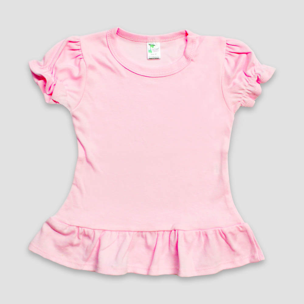 Youth Girls Short Sleeve Ruffle T-Shirts – Polyester Cotton Blend White additional image 1