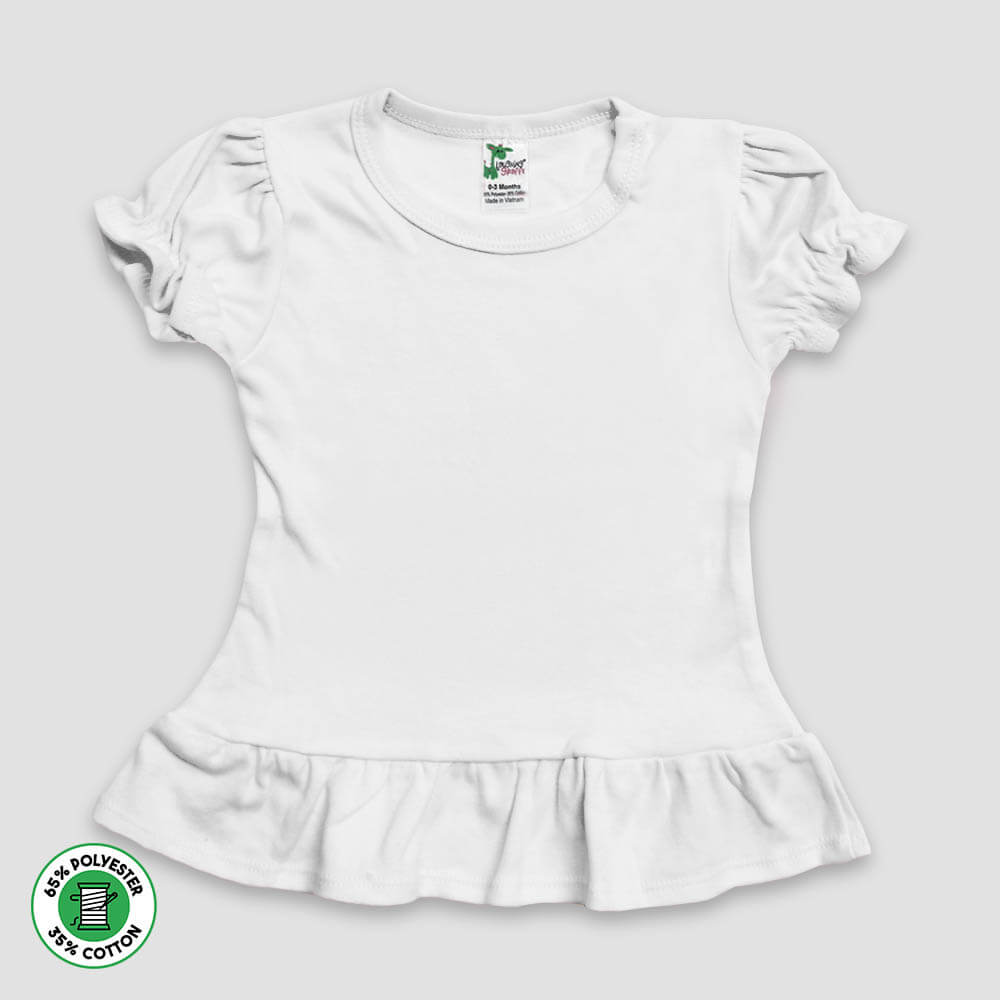 Toddler Girls Short Sleeve Ruffle T-Shirts – Polyester Cotton Blend Black additional image 1