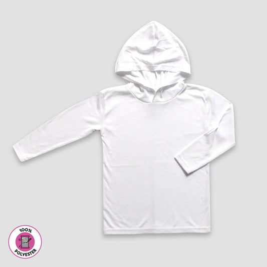 Baby Long Sleeve Pullover Hoodie Tee – White – 100% Polyester White 6-12M