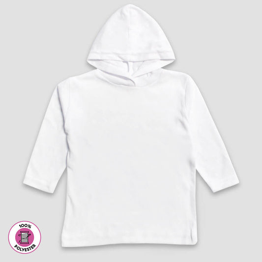 Toddler Hoodie Long Sleeve T-Shirt – White – 100% Polyester White 5T