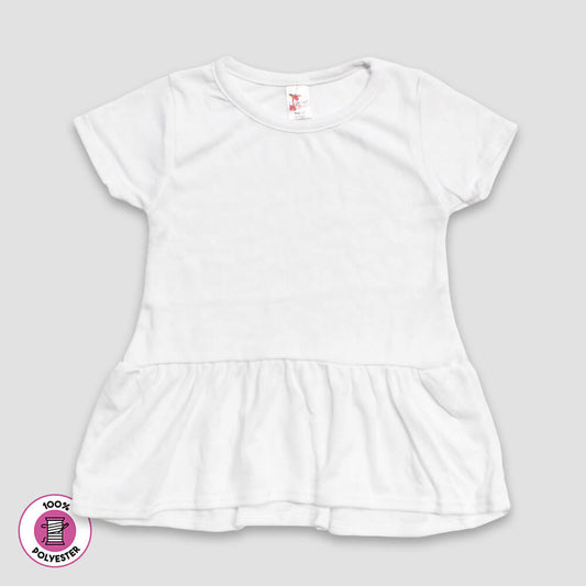 Toddler Girls' Short Sleeve Peplum Top – White – 100% Polyester White 5T