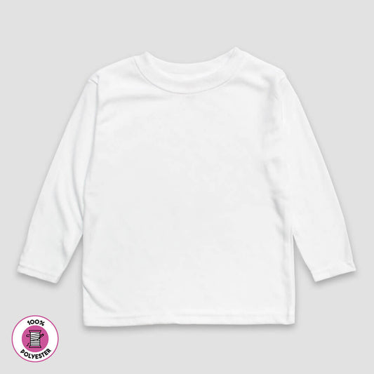Toddler Long Sleeve T-shirt - Crew Neck - 100% Polyester White 5T