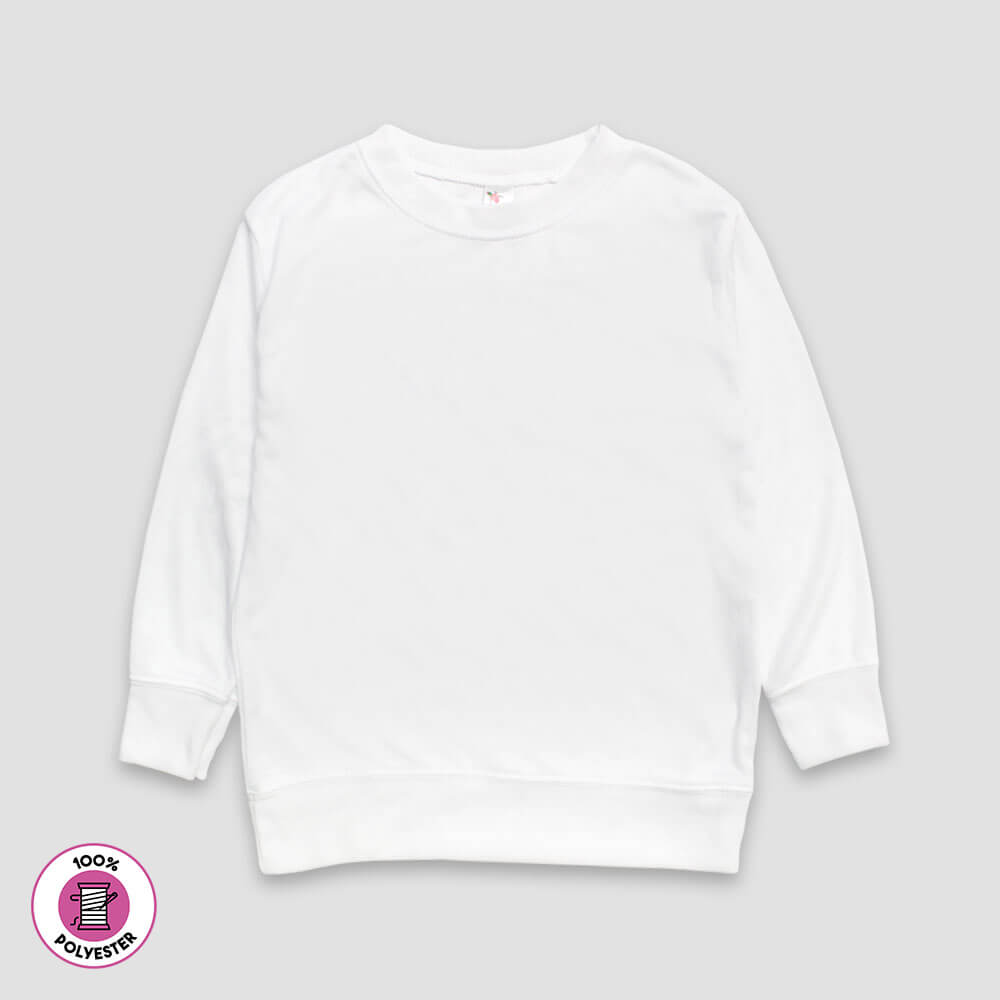 Youth Long Sleeve Pullover T-shirts – 100% Polyester White White XS