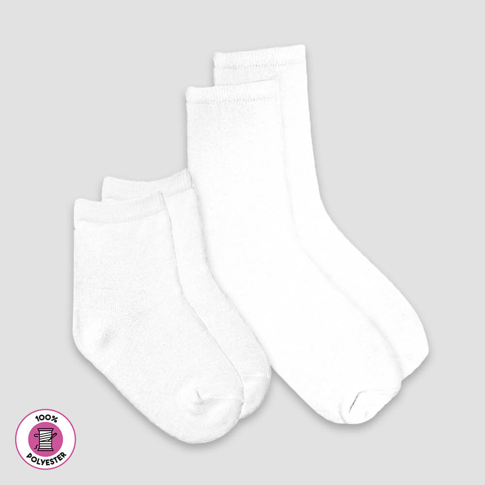 Mommy & Me Socks Set – 100% Polyester White Baby 1-2 Years and Adults 5-8 US