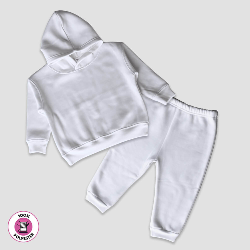Toddler Fleece Jogger Pants and Hoodie Set - 100% Polyester White White 5T