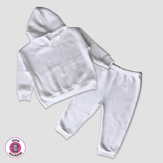 Toddler Fleece Jogger Pants and Hoodie Set - 100% Polyester White White 5T