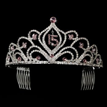 Light Amethyst Vintage Rhinestone Sweet 15 Quincea Era Tiara In Silver 242 35 1