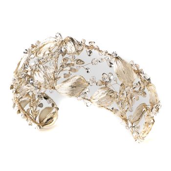 Floral Swarovski Crystal Bead & Rhinestone Leaf Bridal Wedding Headband – Rose Gold Edition #0516