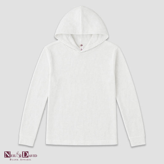 Men’s Long Sleeve Hooded T-Shirts – White – 100% Polyester White XL