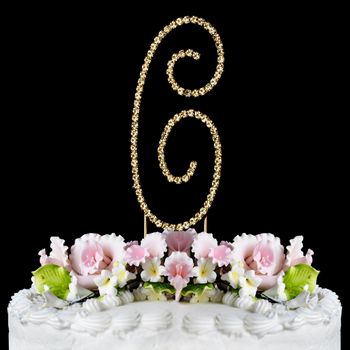 Renaissance Swarovski Crystal Wedding Cake Topper Gold Letter C 68