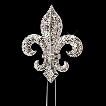 Rhinestone Encrusted Fleur De Lis Cake Topper In Sterling Silver 1024 55