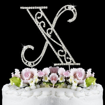 Romanesque Swarovski Crystal Wedding Cake Topper Letter X 65