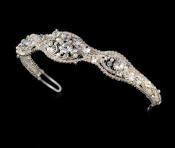 Silver And White Pearl Bridal Tiara Hp 8240 66