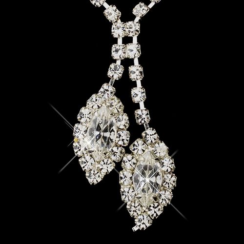 Silver Clear Marquise Rhinestone Necklace 1815 26