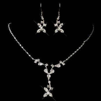 Silver Clear Multi Cut Rhinestone Necklace Earrings Jewelry Set 1520 33