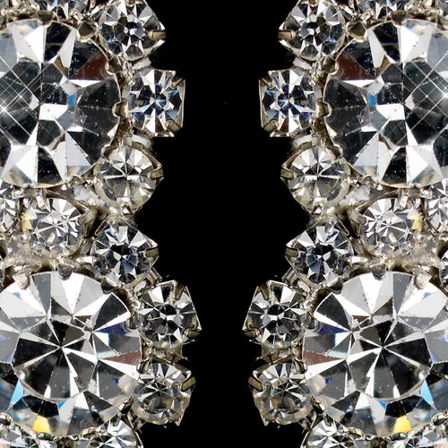 Opulent Rhinestone Clip Earrings – Silver Clear Rhinestone Edition #1384
