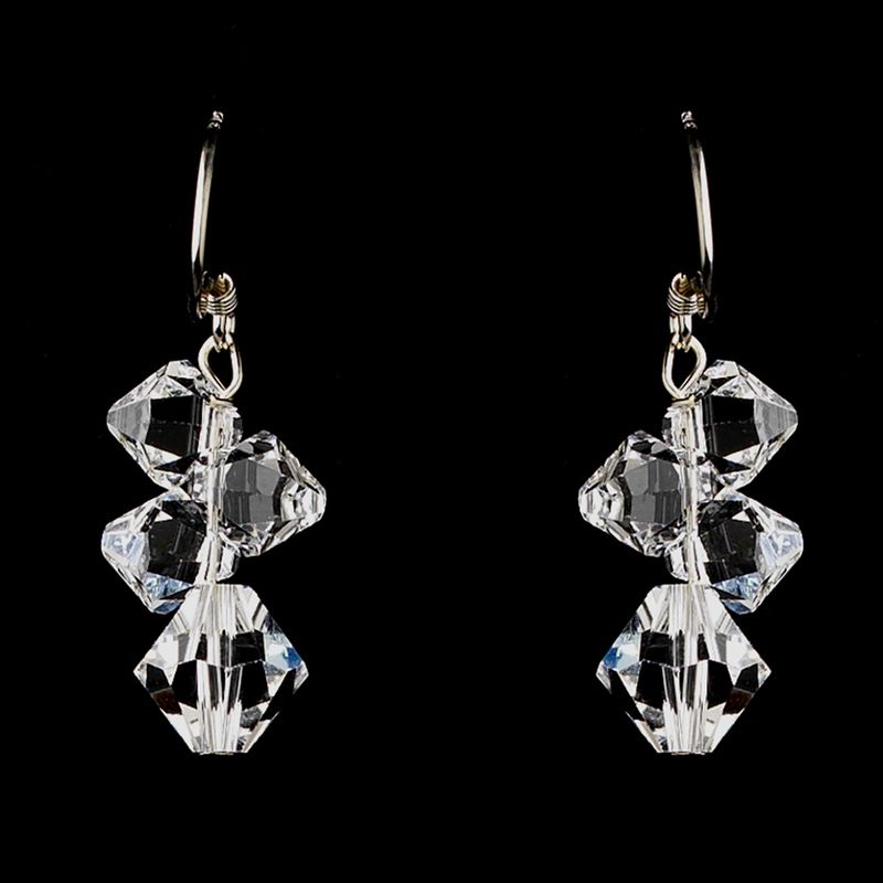 Silver Clear Swarovski Crystal Bead Necklace Earrings Jewelry Set 6710 36