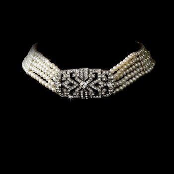 Silver Ivory Pearl Necklace Choker N 227 25