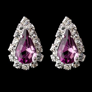 Silver Light Amethyst Clear Teardrop Stud Earrings 1361 41