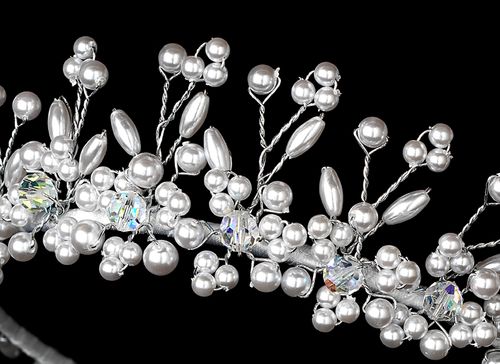 Silver Plated White Pearl And Swarovski Tiara Hp 727 35