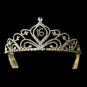 Sparkling Vintage Blue Rhinestone Sweet 16 Tiara In Gold 242 24 67B694Ac E86D 4E24 8E0B Fa95A1B5C031