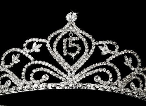 Sparkling Vintage Rhinestone Sweet 15 Quincea Era Tiara In Silver 242 37