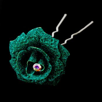 Teal Green Glitter Crystal Bridal Hair Pin 900 33