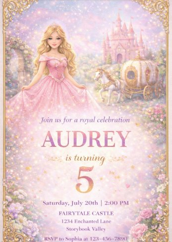 Magical Princess Birthday Party Invitations