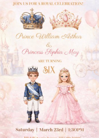Elegant Royal Birthday Party Invitations