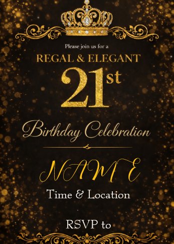 Regal & Elegant 21st Birthday Invitations