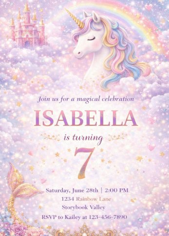 Magical Unicorn Birthday Invitation