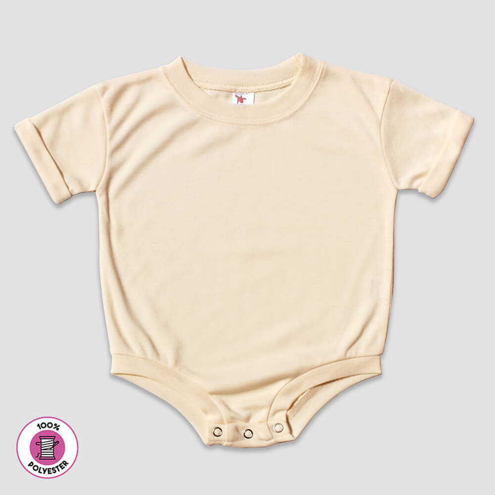 Rolled Short Sleeve Baby Bubble Rompers - Premium 100% Polyester White additional image 1